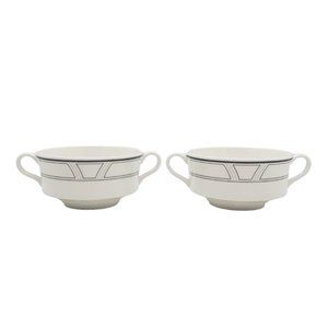 Set of Two Lenox‎ Uptown Cream Soup Bowls, 2 Handles 4" Replacement